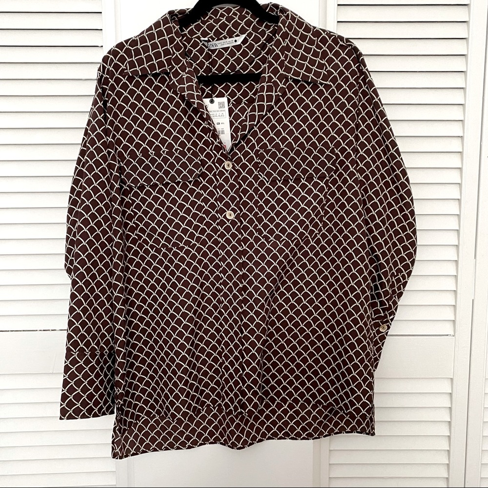 Zara Print Blouse size XL new
